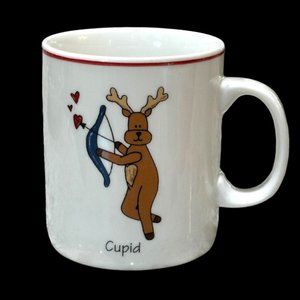 LTD Commodities Reindeer CUPID Love Christmas Mug Yellow Stars Holiday 16 Ounce